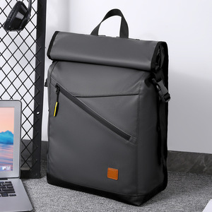 High-End Men's Casual <b>Backpack</b> Large-Capacity Oxford <b>Roll</b>-<b>Top</b> 5cm Expansion <b>Waterproof</b> Polyester Lining for Business College - Product Image 4