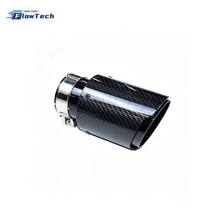 Real Gloss Black Carbon Fiber Exhaust Tail Pipe Tip 304SS Straight Cut <b>Clamp</b>-On Muffler Tip Universal Fit - Product Image 1