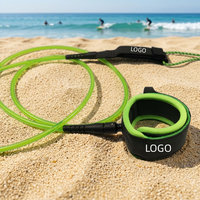 Laisse de planche de surf en TPU personnalisable OEM&ODM, couleur unie/enroulée, légère, pour paddle board et long board SUP
