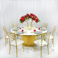 Ensemble table à manger de mariage de luxe moderne 8 places avec couverture de table pour banquets en plein air et hôtels design rond