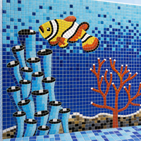 Mosaïque de verre personnalisée haut de gamme, murale sur mesure, design monde sous-marin pour parcs aquatiques, centres de villégiature, stades, piscines, murs décoratifs intérieurs