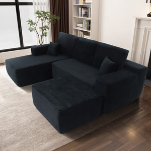 105.7" Cloud Sectional <b>Sofa</b> Set U-Shaped Modular Design Modern Fabric Upholstery for Apartment & Hotel Living/Bedroom Use - Product Image 2