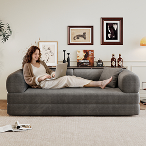 Canapé convertible moderne en chenille extensible et pliable de 78,8 pouces, design américain, avec dossier et accoudoirs rembourrés - Product Image 5