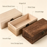 Boîte à bijoux en bois massif, vintage, faite à la main, avec fermoir métallique, pour ranger les bagues, les colliers et les montres