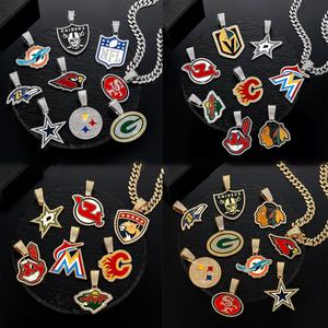 Grensoverschrijdende Hot Hiphop Legering Full Diamond Cuban Ketting Nfl Voetbalteam Hanger Modieuze Hangers Bedels - Product Image 2