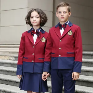 Vêtements d'automne élégants pour élèves, uniforme pour garçons et filles, veste Blazer, costume pour élèves de primaire, prix d'usine