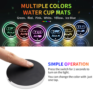 Sous-verre lumineux LED USB rechargeable, lampe d'ambiance colorée avec logo de voiture, support de tasse à eau - Product Image 5