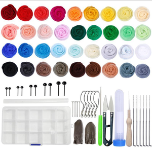 Charmkey 40 couleurs feutrage aiguille feutrage Kit de démarrage <span class=keywords><strong>laine</strong></span> bricolage feutre aiguille en peluche porte-clés jouets pour enfants - Product Image 5