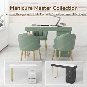 Mesa de Manicura Moderna de Lujo Madamcenter, Escritorio con Dos Asientos <span class=keywords><strong>para</strong></span> <span class=keywords><strong>Manicuristas</strong></span>, Multi-Almacenamiento, Ecológica, Duradera, Fácil de Limpiar, Belleza de Uñas - Product Image 5