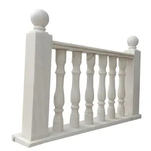 Natural Marble Stone Modern Carved White Balustrade Home Decoration Stair Rail