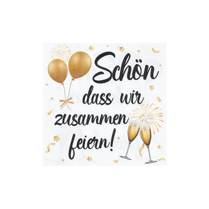 20 Stück Goldene Champagner-Feuerwerk Deutsche Party-Papierservietten mit Aufdruck 'Schon Da Wir Zusammen Feiern' für Geburtstag und Hochzeitsdekoration - Product Image 6