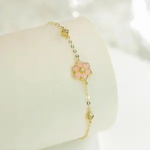 18k Gold Jewelry Lucky Five Leaf Flower Mini Flower Bracelet Atacado Custom para Mulheres CLASSIC Charm Bracelets