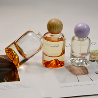 Botella de Perfume de Vidrio Volcánico de 50ml/30ml con Pulverizador, Tapa de Rosca de Plástico, Color de Alta Gama, Redonda, para Muestras de Aceites Esenciales para Mujer