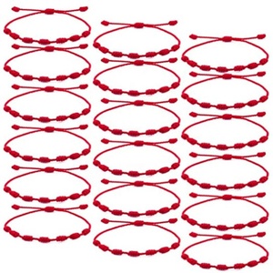 Peruvian Style Promotional <strong>Wrist</strong> <strong>Strap</strong> with Seven Knots Red Strings Bracelet Handmade Gift Wristbands - Product Image 3