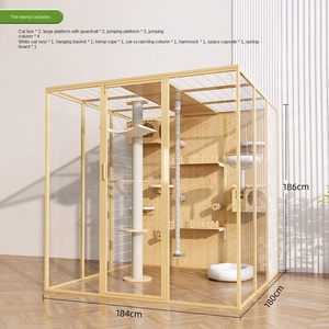 Gatto esterno di lusso Villa Super grande spazio in legno massello gabbia per gatti con lega di alluminio di lusso animale modello - Product Image 5
