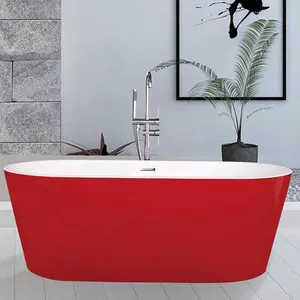 Red Freestanding Baths for Bathroom Decoration, Ecofriendly Acrylic Sheet Panel, Comfortable Relax Bathing. All CE Certificated