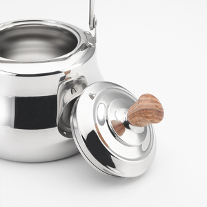 Teiera in Acciaio Inox Lucidato Argento con Manico in Legno Isolato, Fondo Piatto per Induzione e <span class=keywords><strong>Gas</strong></span>, Vendita all'Ingrosso - Product Image 4