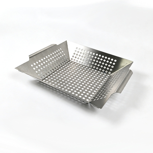 Panier de barbecue carré perforé en acier inoxydable <span class=keywords><strong>DaS</strong></span> avec poignées intégrées pour grillades extérieures de légumes et de viande - Product Image 2