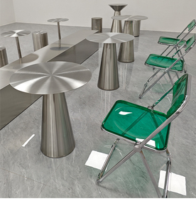 Tavolino da Caffè Moderno Italiano a Forma di Cono con Bordi in Acciaio Inossidabile per Soggiorno, Hall d'Hotel e Arredamento per Club - Product Image 4