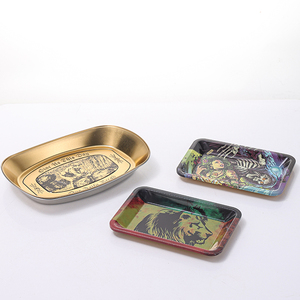 Bán Buôn Thuốc Lá Cán Khay Tùy Chỉnh Biểu Tượng Màu Sắc Thuốc Lá Thảo Mộc Khay Trống Thuốc Lá Tin Hút Kim Loại Nhỏ Khay - Product Image 1