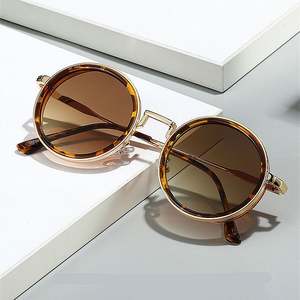 Lunettes de soleil rondes en métal UV400 avec logo personnalisé, style punk, pour hommes et femmes, collection 2025 - Product Image 1