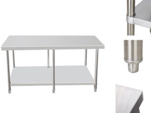 โต๊ะทำงานสแตนเลสชัยชนะ6ขาและล้ออุปกรณ์เบเกอรี่ INOX สำหรับโรงแรมและร้านอาหาร - Product Image 5