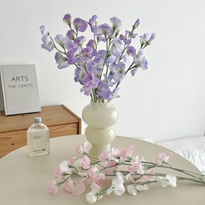Fleurs artificielles Yasunobu en soie, branche unique, blanc laiteux, rose nacré, violet clair, pour mariage et décoration intérieure - Product Image 1