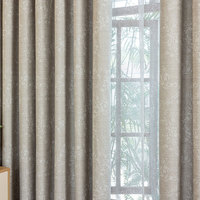 Cortina minimalista americana de poliéster con estampado floral de ramitas en gris claro, que filtra la luz, para sala de estar y dormitorio.