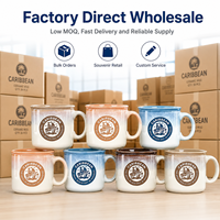 Mug à café en céramique personnalisé avec dégradé brillant représentant une île des Caraïbes, en porcelaine, compatible lave-vaisselle et micro-ondes, emballage cadeau