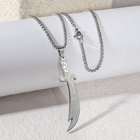 Cuchillo Espada Árabe Scimitar Zulfiqar para Musulmanes, de Acero Inoxidable Chapado en Oro, Joyería de Moda Unisex, Colgante, Collar, Eid