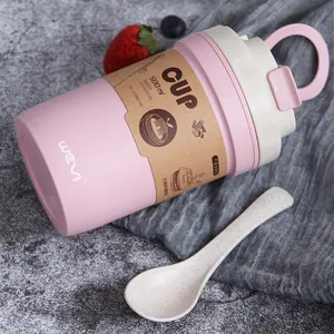 500ml Microwave Eco-friendly Biodegradable Bamboo Fiber Coffee Mug Reusable Cups With Spoon