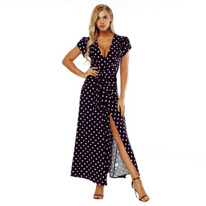 Elegante vestido bohemio de playa para mujer Vestido de cóctel con lunares - Product Image 4