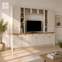 Meuble TV moderne XINGRUO style Shaker avec étagères intégrées, en bois blanc crème, personnalisable, pour hôtel, ferme, écologique, mobilier de salon