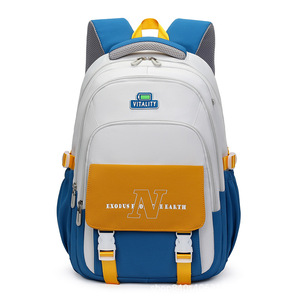 Korean Style Color-Blocked Backpack For Girls 15 Inches School Education Solid Color Soft Handle - Product Image 2