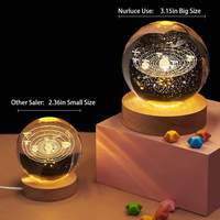 Usine personnalisé populaire 3D galaxie lune solaire Souvenir cadeaux couleur claire bois lumière LED veilleuses