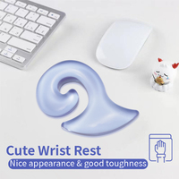 Tapis de bureau ergonomique en gel, tapis de souris dessin animé avec repose-poignet en gel Magatama, pour PC de jeu, ordinateur portable, bleu transparent, antidérapant, pour la maison et le bureau