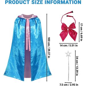 Disfraz de Madrina de Hadas, Capa Azul con Capucha, Lazo Rosa y Varita de Estrella, Disfraz de Princesa Reina para Halloween, Cosplay para Mujer - Product Image 3