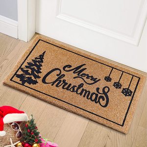 DONGWO Merry Christmas – tapis de porte épais en Fiber de Polyester PVC synthétique marron beige pour l'entrée de la maison - Product Image 1