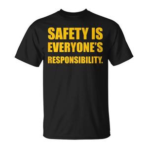 Camiseta con estampado de 'La seguridad es la responsabilidad de todos', color negro, para adultos, unisex, cuello redondo, manga corta, camiseta promocional - Product Image 1