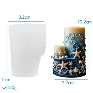 Wholesale Starfish & Wave Pattern Cylinder Silicone Candle Mold for DIY Pillar Candles - Product Image 5