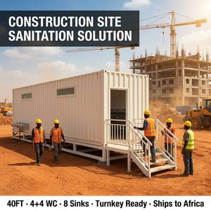 <span class=keywords><strong>Bloc</strong></span> <span class=keywords><strong>de</strong></span> toilettes préfabriqué en conteneur <span class=keywords><strong>de</strong></span> 40 pieds pour <span class=keywords><strong>chantier</strong></span> <span class=keywords><strong>de</strong></span> construction |   4+4 WC et 8 lavabos |   Toilettes publiques clés en main conformes aux normes européennes - Product Image 1