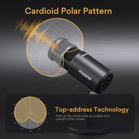Maono – Microphone dynamique XLR professionnel pour les jeux en direct, Microphone dynamique de bureau entièrement en métal avec un seul bras