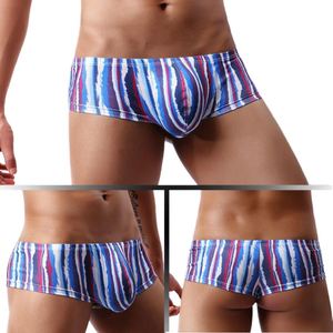 Caleçons boxeurs pour hommes à taille basse, imprimés numériquement, tricotés, U-convexes, respirants, anti-humidité, en Spandex/Polyester, lavage à la main - Product Image 1