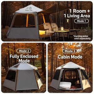 Tenda Gonfiabile Esagonale a Montaggio Rapido, Tenda da Campeggio Portatile e Pieghevole per Pernottamento, Impermeabile e Protezione Solare - Product Image 5