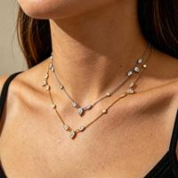 Collier YF7070 de haute qualité en acier inoxydable plaqué or 18K PVD, étanche, avec breloques en zircon blanc en forme de goutte d'eau