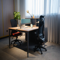 Conjunto de Escritorio de Oficina Moderno en Forma de L de MDF, Estación de Trabajo Ergonómica para 3 Personas con Almacenamiento, Fácil Montaje, Giratorio y Ecológico