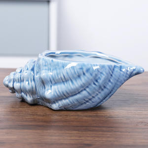 Pot de fleur succulente en céramique roman écologique Pot de plantes océaniques Pot en porcelaine de mer bleue bassin baleines étoile de mer coquille planteur de poisson - Product Image 2
