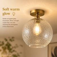 Abat-jour en verre ondulé transparent rond, fait main, de remplacement pour suspension de plafond