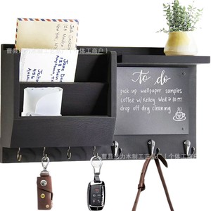 Wooden Wall <b>Shelf</b> With <b>Hooks</b> 15.7x8.7 Inch Multipurpose Storage Rack For Mail Key Organizer - Product Image 2