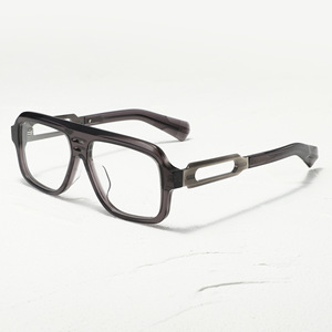 <span class=keywords><strong>Gafas</strong></span> Ópticas de Acetato de 8.0mm de Grosor con Decoración Metálica, Montura Piloto <span class=keywords><strong>para</strong></span> Hombre y Mujer, <span class=keywords><strong>Gafas</strong></span> Graduadas, Monturas Resistentes de Moda, OEM - Product Image 1